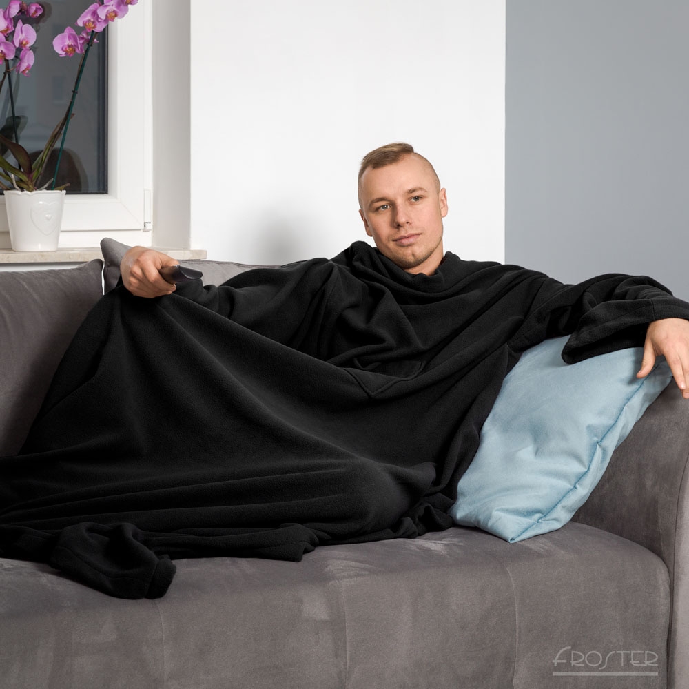 Froster Obliekacia deka s rukávmi Deluxe čierna