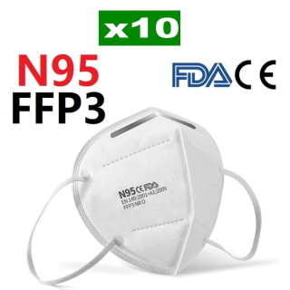 Certifikovaný FDA Respirátor FFP3 10kusov + 2x Predlžovač na respirátor