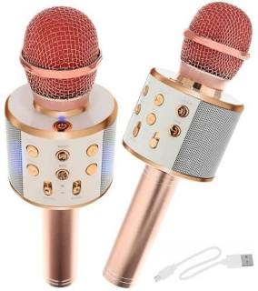 ISO Bezdrôtový bluetooth karaoke mikrofón ružový
