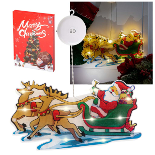 KIK KX5244 LED Svietiaca Vianočná dekorácia Santa na saniach