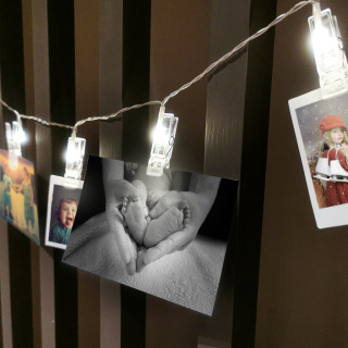 KIK KX5252_1 Svetelná reťaz LED štipce na fotografie 3M 20 LED biele