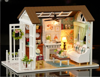 DIY KX6995 Drevený domček pre bábiky salón