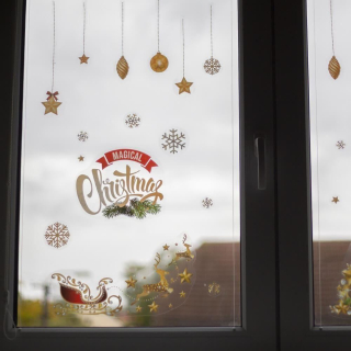 GFT Vianočné nálepky na okno - zlaté ozdoby