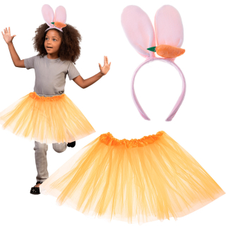 KIK KX5077 Detský kostým zajačik,sukňa a čelenka s mrkvou