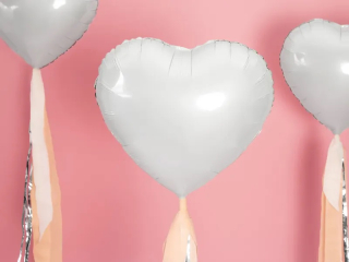 KIK KX4568 Fóliový balón srdce biele 45cm
