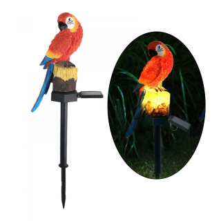 B2B Dekoratívna LED solárna lampa Papagáj - červená