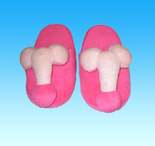 Plyšové ružové papuče - v tvare penisu