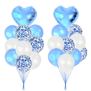 KIK Narodeninové balóny so srdcom a konfetami modré - 10ks